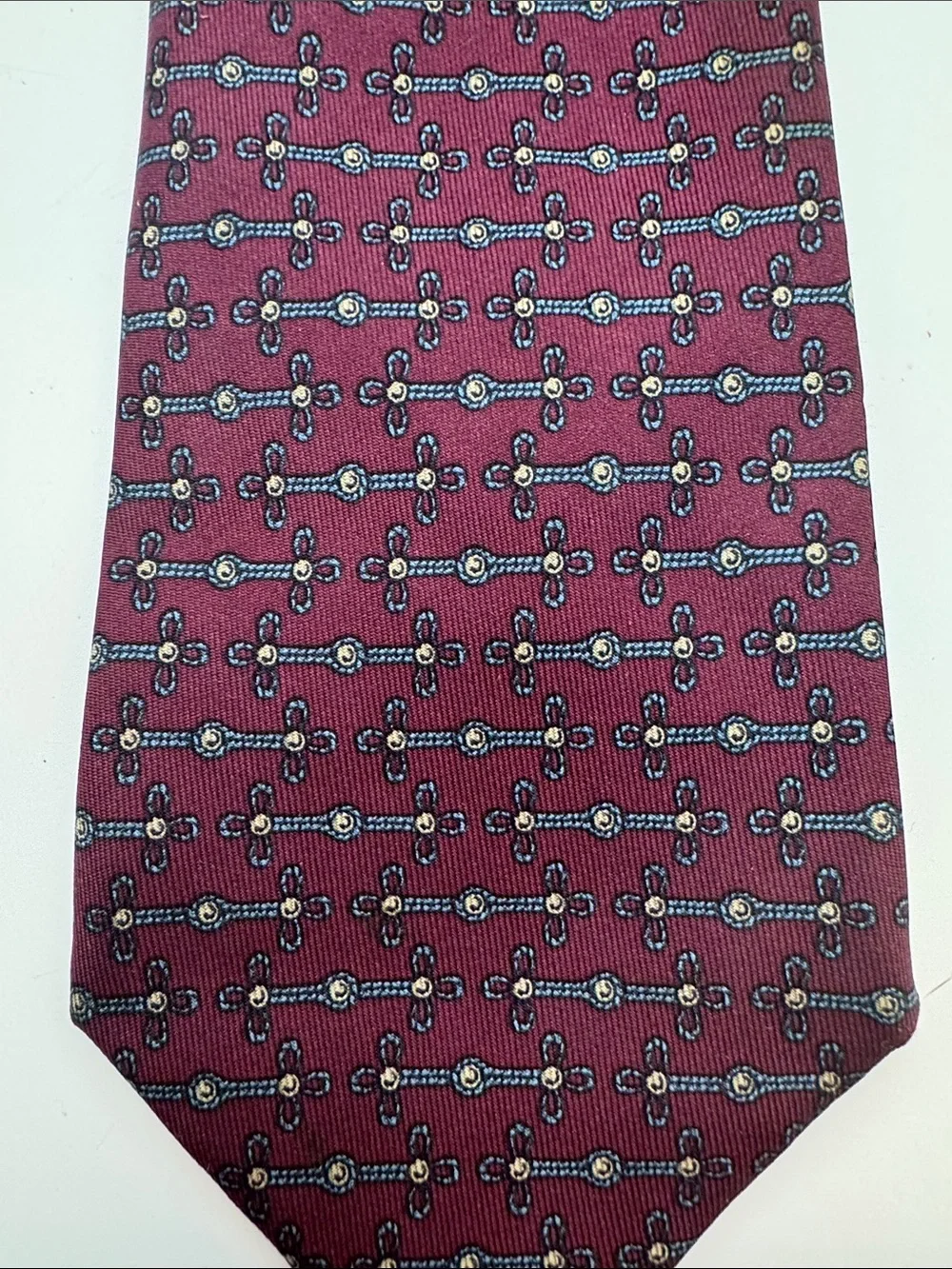 Vintage 90's Hermes Silk Neck Tie 888 PA  100% Silk Made in France 1990's w/Clip
